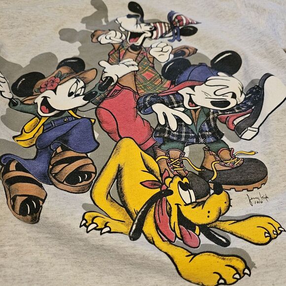 Disney Vintage Mickey & Friends Button Up Gray‎ Baseball Jersey Shirt Medium ? - Picture 8 of 11